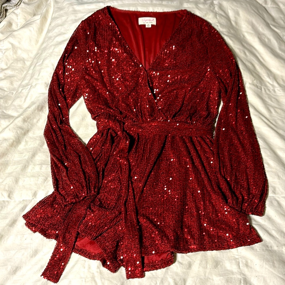 Sugarfox Red Sequin Romper 1X!!